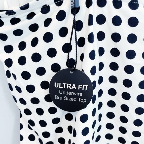 NEW Coco Reef Draped Polka Dot Tankini Top Black & White Size 34C - Picture 10 of 12